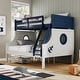 preview thumbnail 6 of 12, Luza Captain's Boat Twin over Full Solid Wood Bunk Bed by Furniture of America Blue (no Trundle)