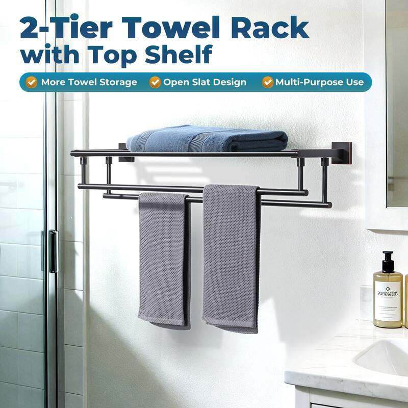 WOWOW Two Towel Holders Wall mounted Towel Rack