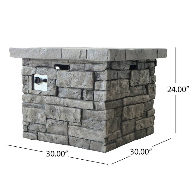 30 in. W x 30 in. D x 24 in. H Square Propane Burning Outdoor Fire Pit in Grey