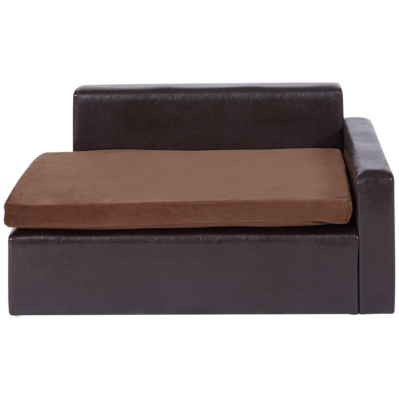 Brown Soft Faux Leather Dog Sofa Couch Perfect for Indoor Pets Suitable for Various Places