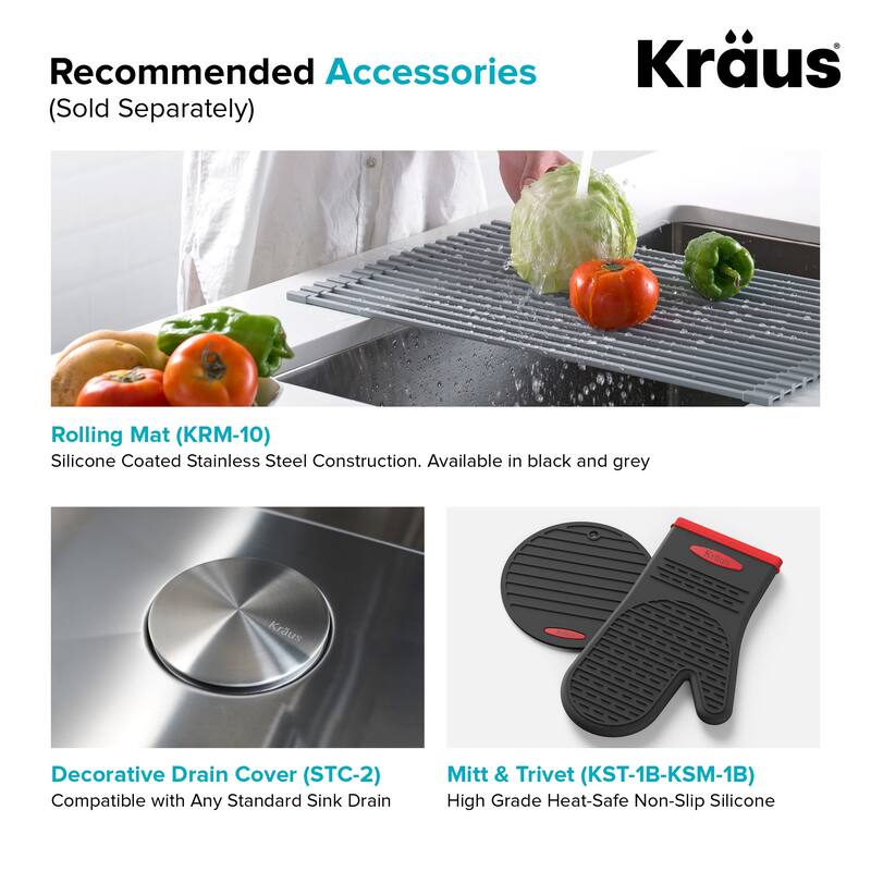 Kraus Standart PRO 30" Undermount Single Basin Stainless Steel Kitchen