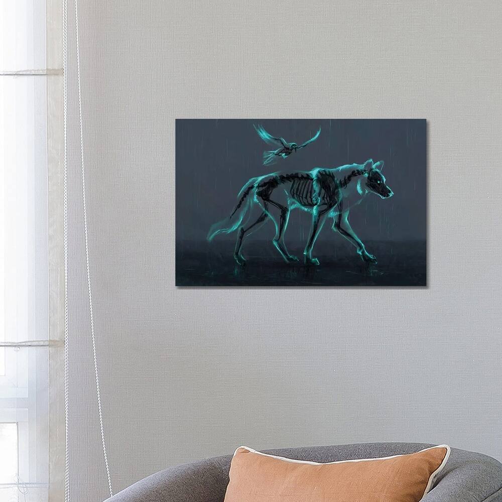 iCanvas "Wolf and Raven" by Jade Merien Canvas Print