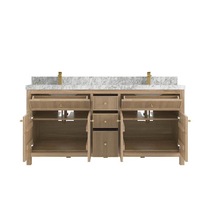 Willow Collections 72 in. W x 22 in. D Sonoma Teak Double Sink Bathroom Vanity with Countertop