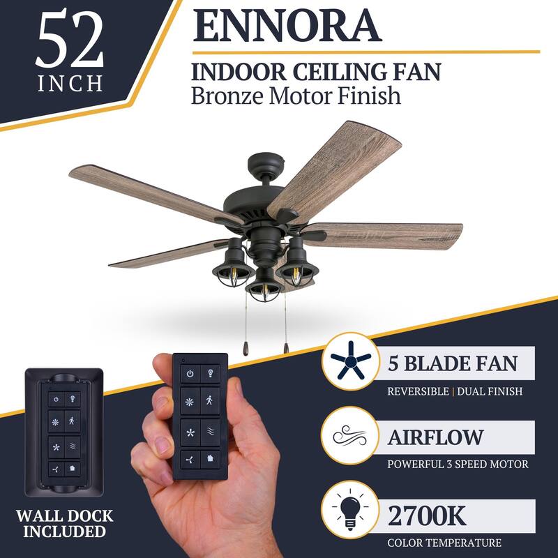 52" The Gray Barn Stormy Grain Farmhouse Aged Bronze LED Ceiling Fan with Remote Control