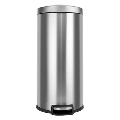 Innovaze 8 Gal./30 Liter Stainless Steel Round Step-on Trash Can for Kitchen
