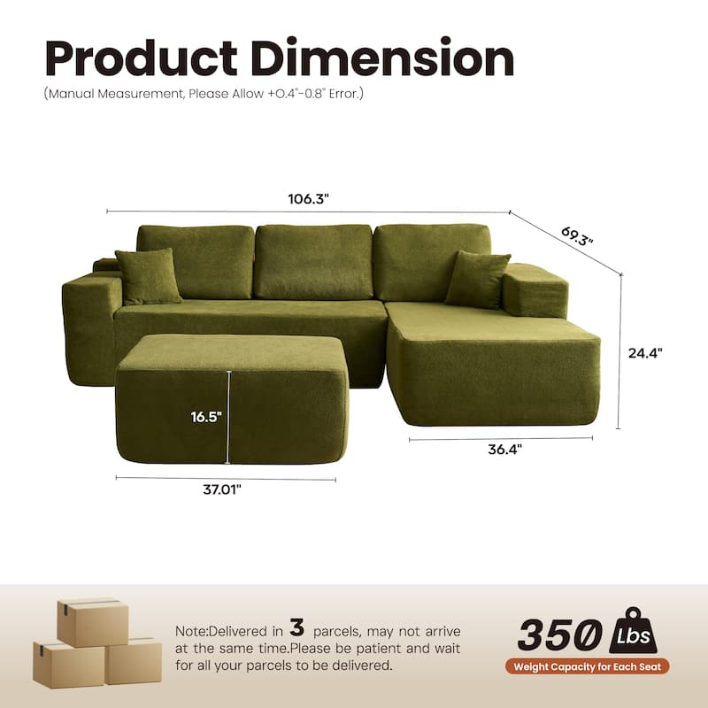 ​​OVIOS Lazy Chaise Lounge Sofa with Ottoman​
