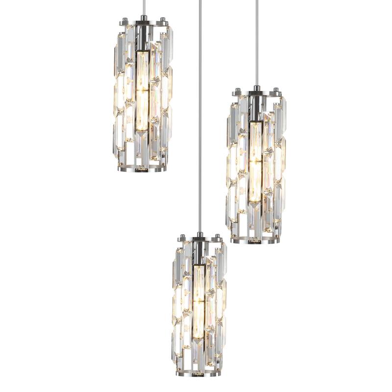 3-Light Chandelier for Bedroom Kitchen Dining Room with Crystal Shaded