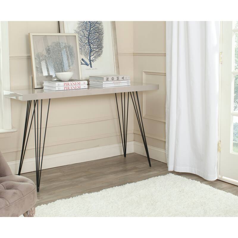 SAFAVIEH Pearlene Mid-Century White/ Black Lacquer Console Table - 55" x 17.5" x 32" - 55Wx18Dx32H