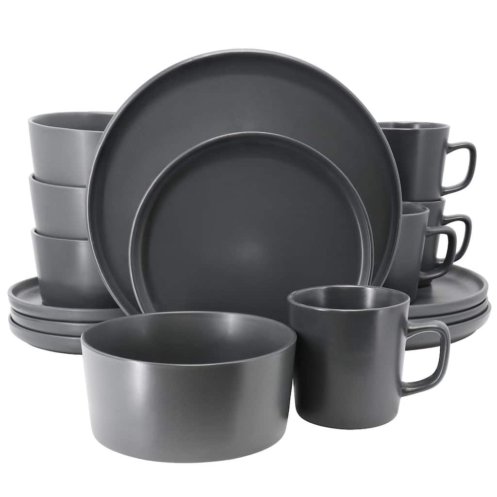 Elama Luxmatte Dark Grey 16 Piece Dinnerware Set