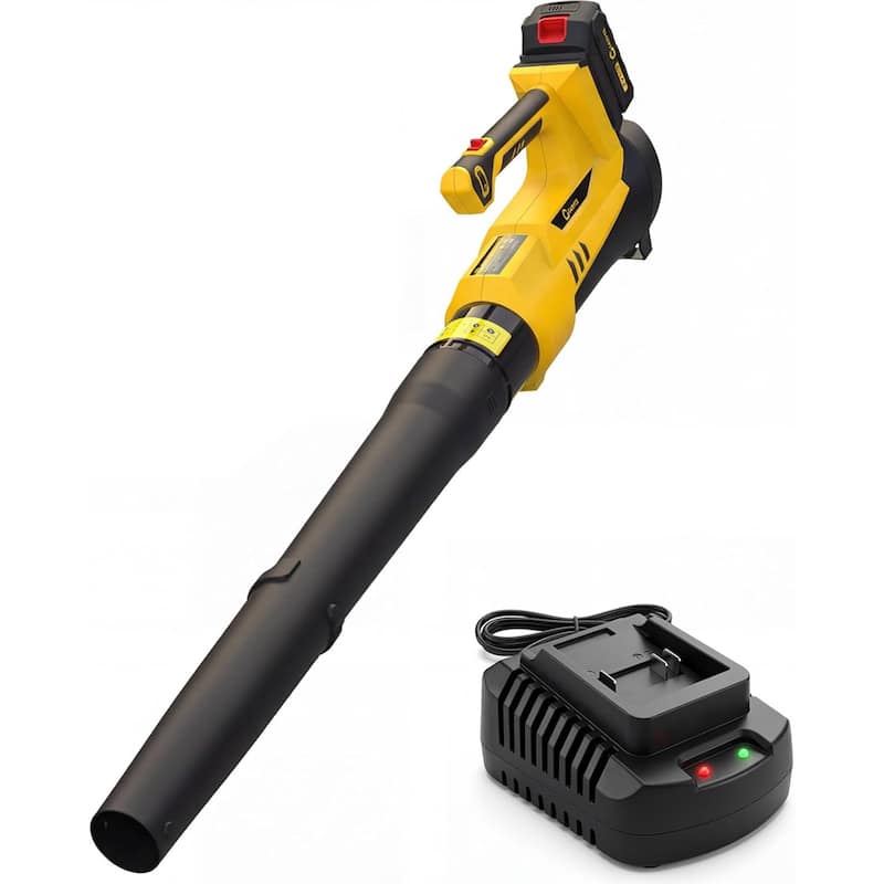 550CFM/ 130MPH Cordless Leaf Blower, 6 Variable Speed for Lawn Care, Yard, Garden, Driveway - Yellow
