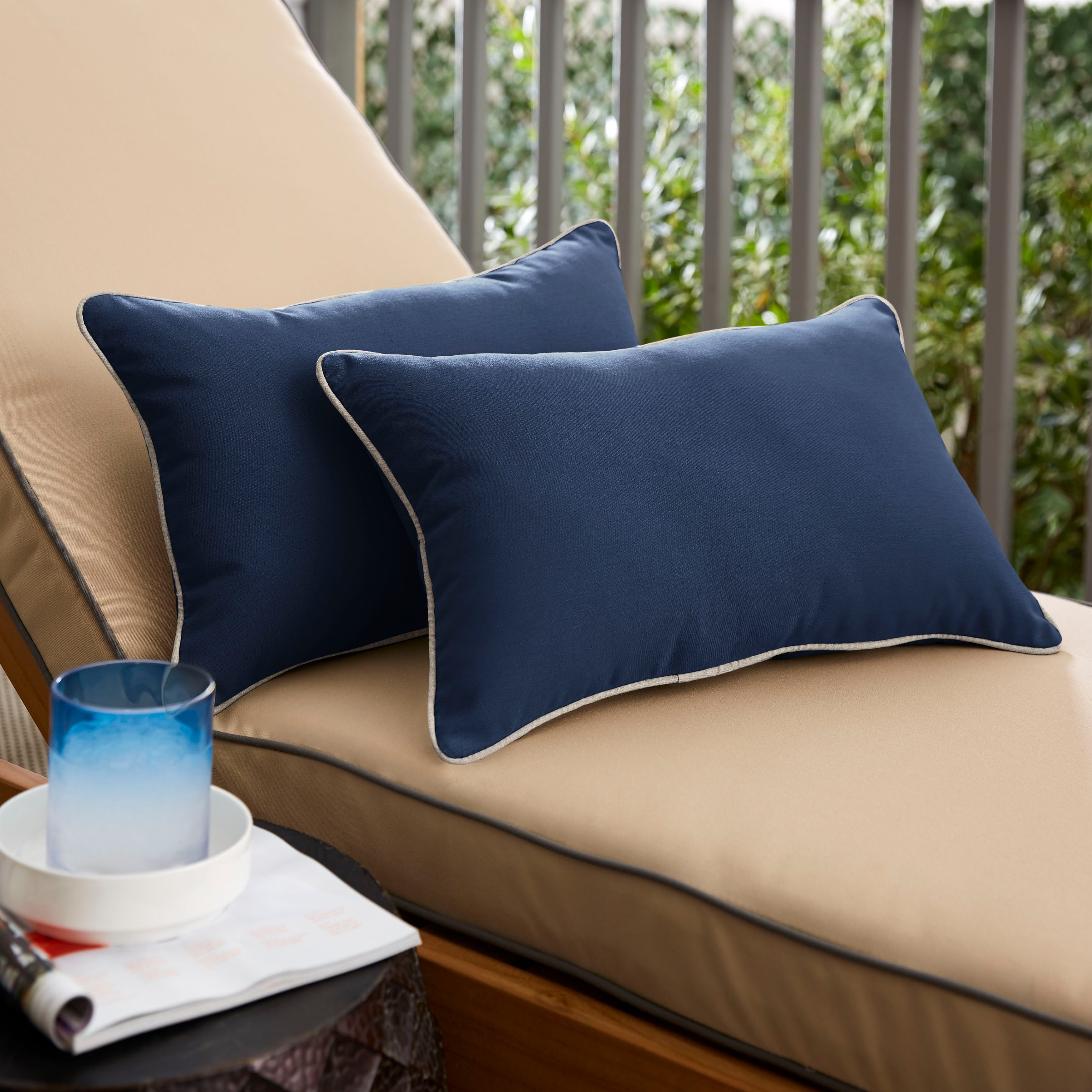 Navy blue shop outdoor pillows