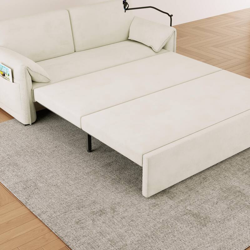 Convertible 63-inch Velvet Sofa Bed with Three Adjustable Modes - Comfortable Sofa, Lounge, and Double Bed for Home or Office