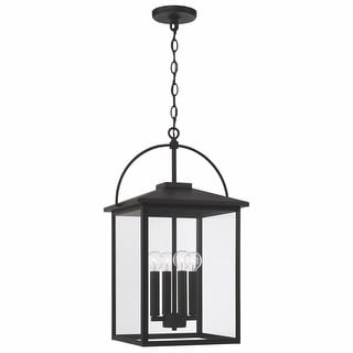Bryson 4-light Black Outdoor Hanging Pendant w/ Clear Glass