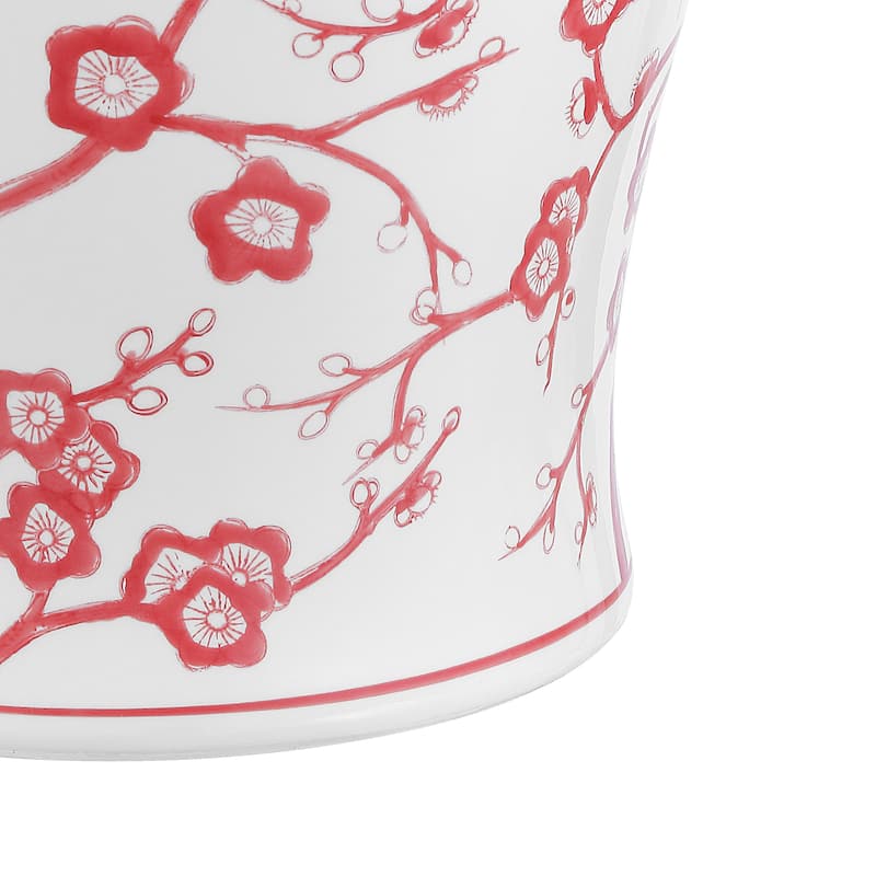 Cherry Blossom 17.7" Ceramic Garden Stool, White/Blue by JONATHAN Y