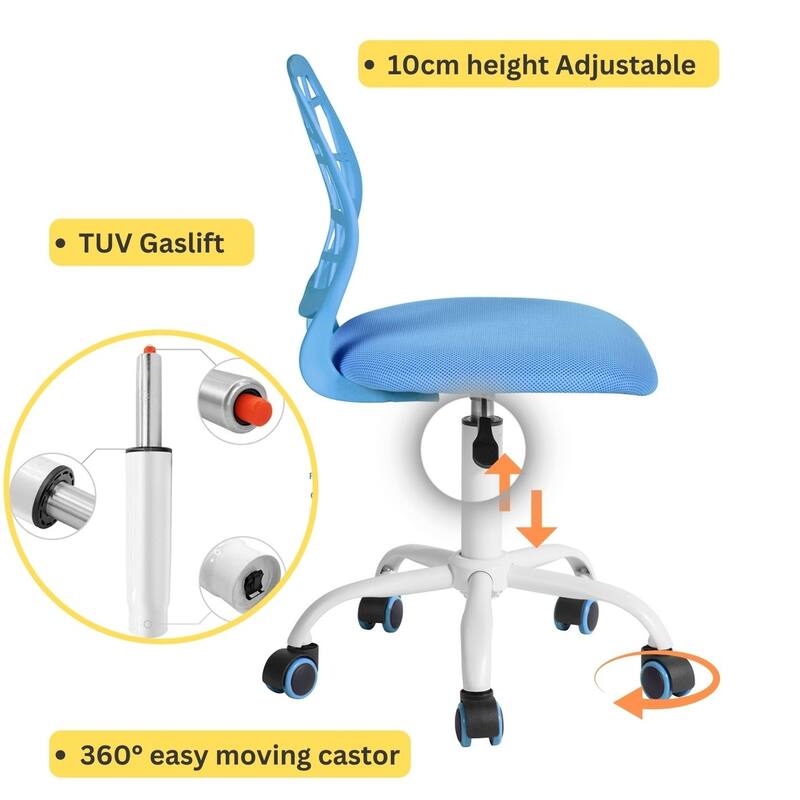 HomyLin Armless Home Office Task Chair Kids Desk Chair Mid-Back