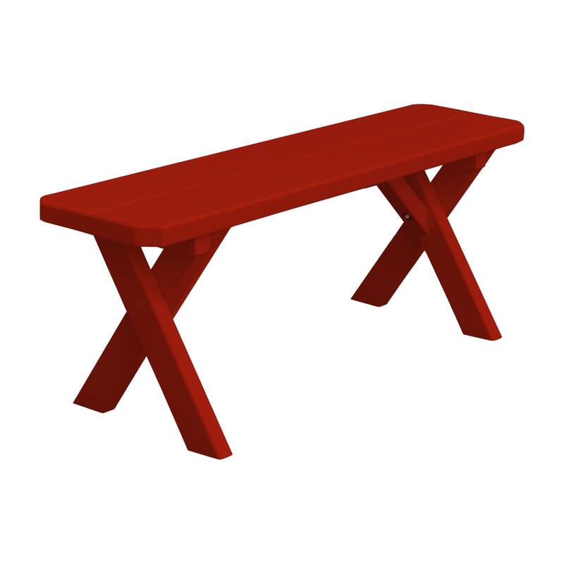 Pine 4' Crossleg Bench - Tractor Red