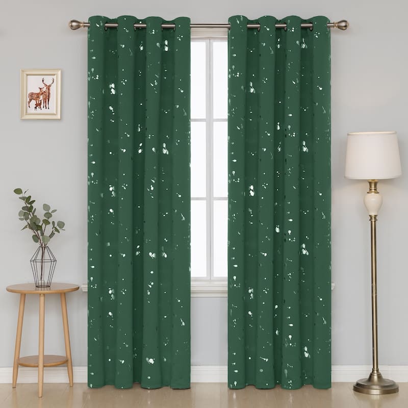 Deconovo Silver Spot 52 Width Curtain Panel Pair (2 Panel) - W52 x L108 - Forest Green