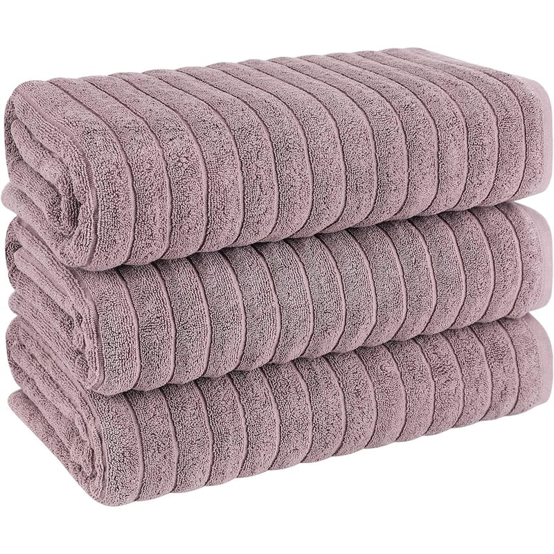 Classic Turkish Towels 100% Turkish Cotton Bath Sheets Plush Ribbed 3 Piece 40x65" - 40x65