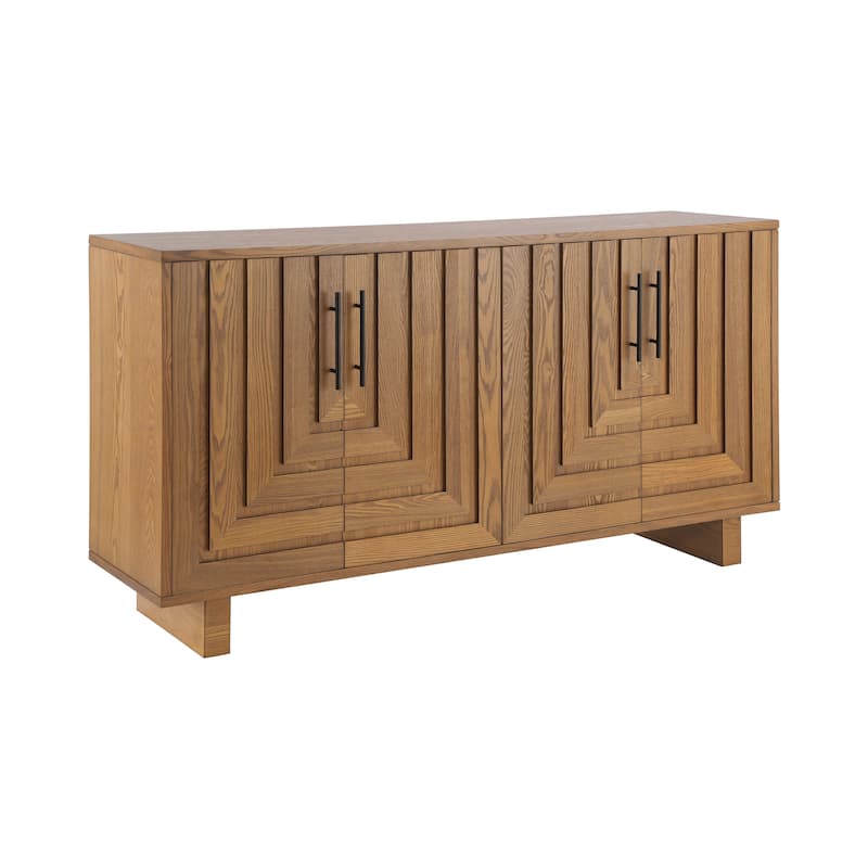 Christopher Knight Home - Lyra 59" Modern Sideboard Storage Cabinet with 4 Doors - Ash Veneer & MDF with Metal Handles