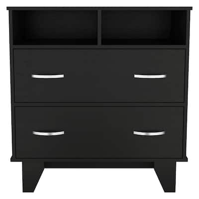 Double Drawer Dresser for Living Room ,Apartment, Bedroom, Black