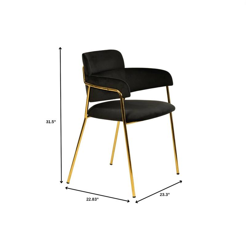 LeisureMod Axis Mid-Century Modern Upholstered Dining Chair with Curved Open-Back Design and Gold Steel Legs for Home & Kitchen