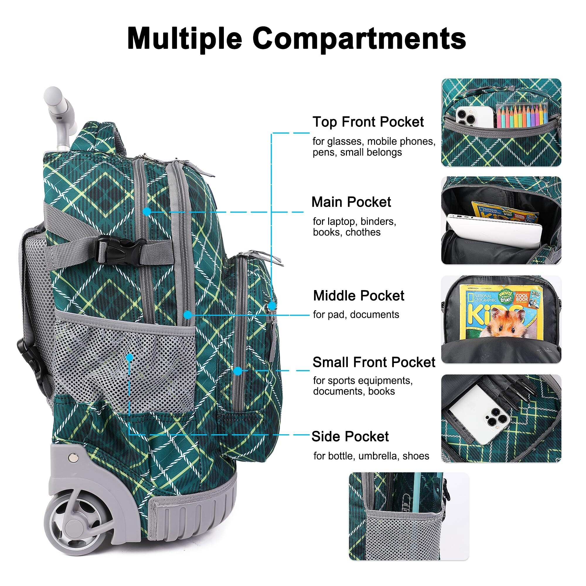 19 rolling backpack with side padded laptop compartment Solo Bryant 17.3