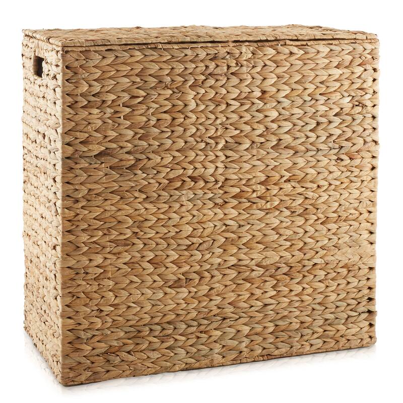 2Section Laundry Hamper Basket with Removable Liner Bags for Clothes