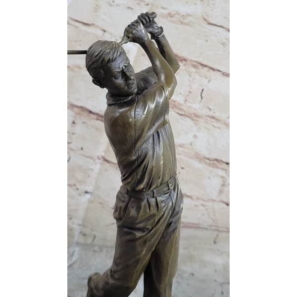 12 Inches Tall Bronze Statue Vintage Golfer Golfing Trophy Bobby
