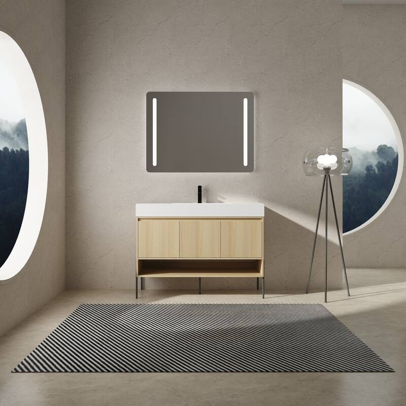 47-Inch Resin Bathroom Vanity with Multi-Layer Solid Wood Frame, Stylish Tripod Design