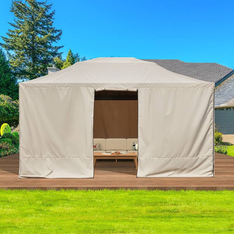 Outdoor Hardtop Gazebo with Galvanized Steel Double Roof & Aluminum Frame, Outdoor pergola with Premium Curtains and Nettings - 12'x14' - Gazebo Cover