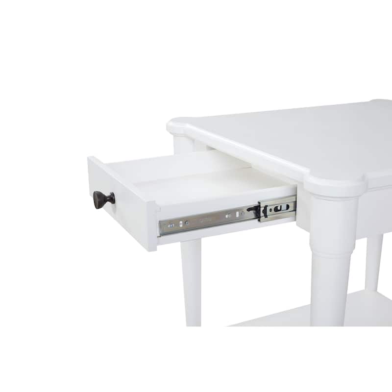 Sand Finished End Table With Storage Drawer - White