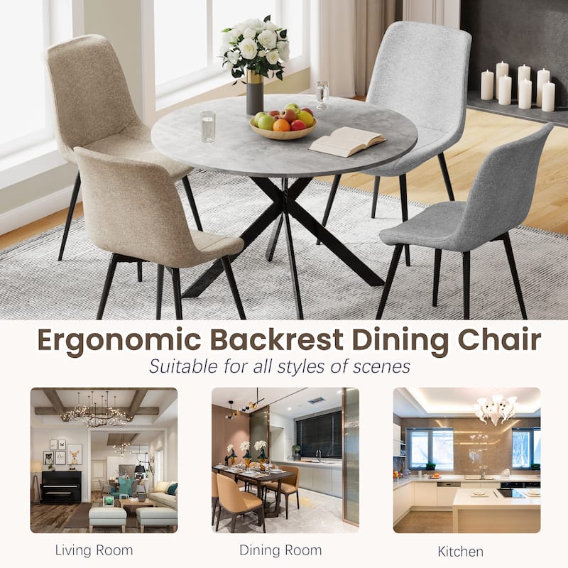 EROMMY Space-Saving 47.2" Round Dining Table Set for 4 - Ideal Small Kitchen & Dining Room Furniture, Includes 4 Chairs