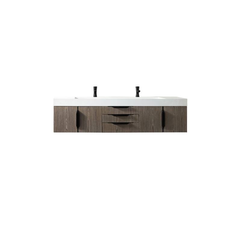 James Martin Vanities 983-V72D-W-B-GW Columbia 72" Wall Mounted Double - Ash Gray