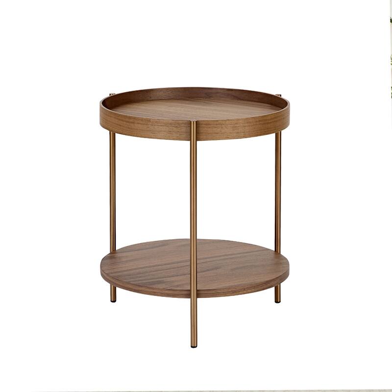 2-Piece 2 tier Round Coffee Table Set,Easy Assembly Nesting End Tables