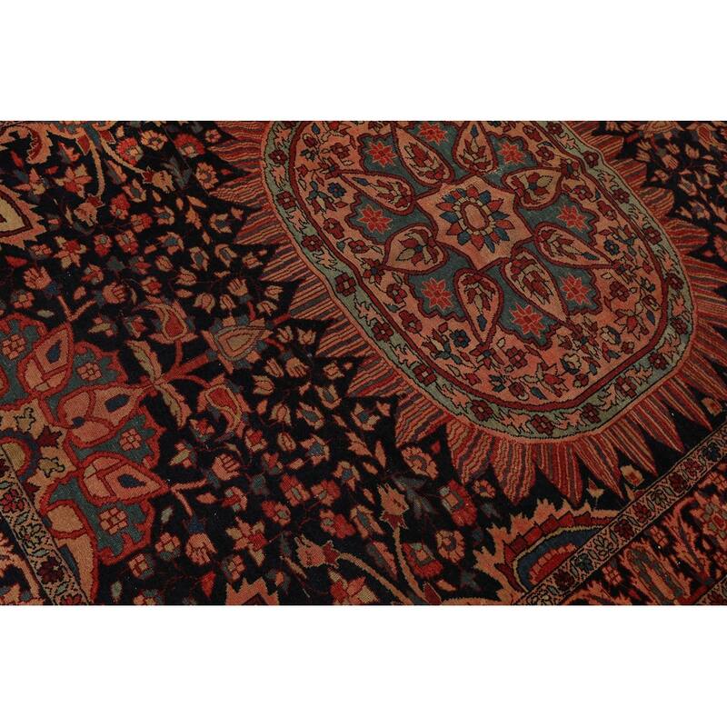 Hand Knotted Antique Midnight Blue Persian Wool Traditional Area Rug - 4' 11'' x 6' 9''