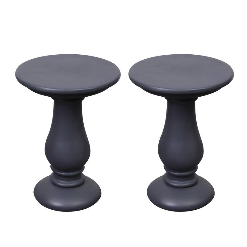 16 in. Magnesium Oxide Outdoor/Indoor Round Side Tables (Set of 2)