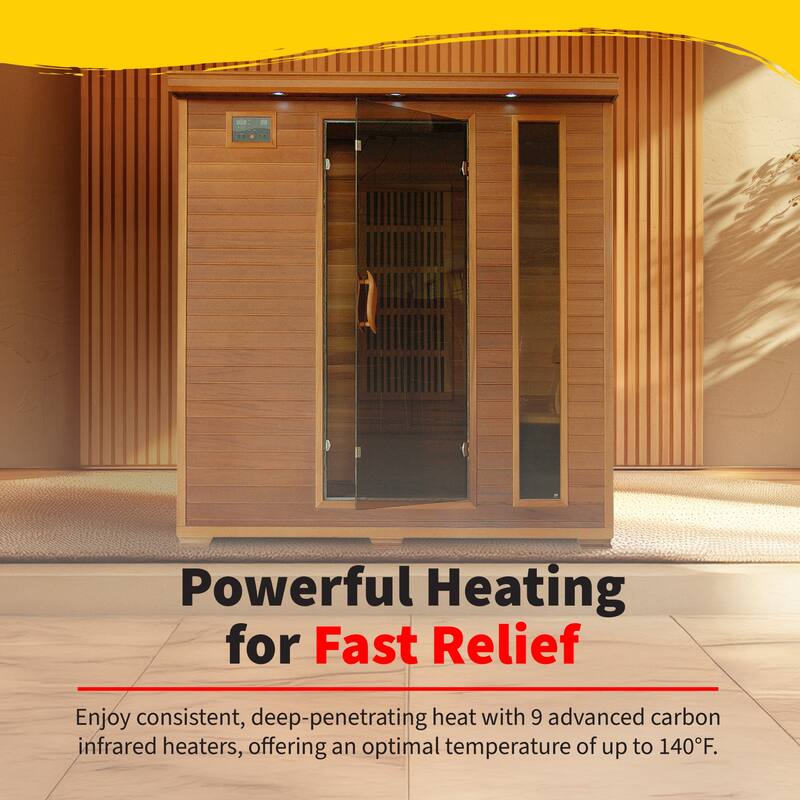 HeatWave Klondike 4-Person Cedar Infrared Sauna with 9 Heaters