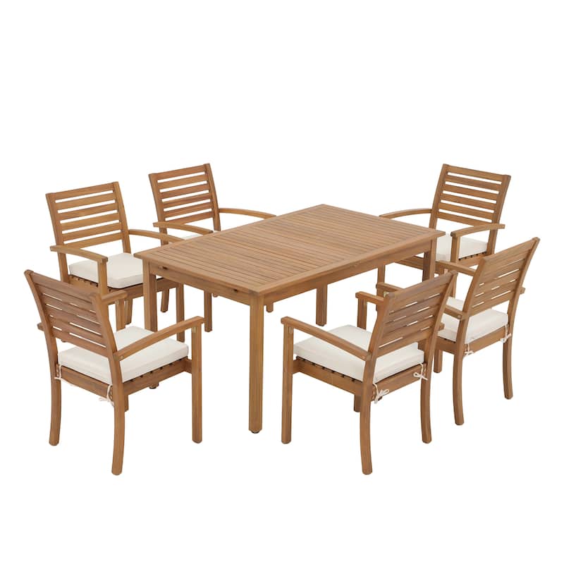 7 Pieces Outdoor ACACIA Wood Dining Set