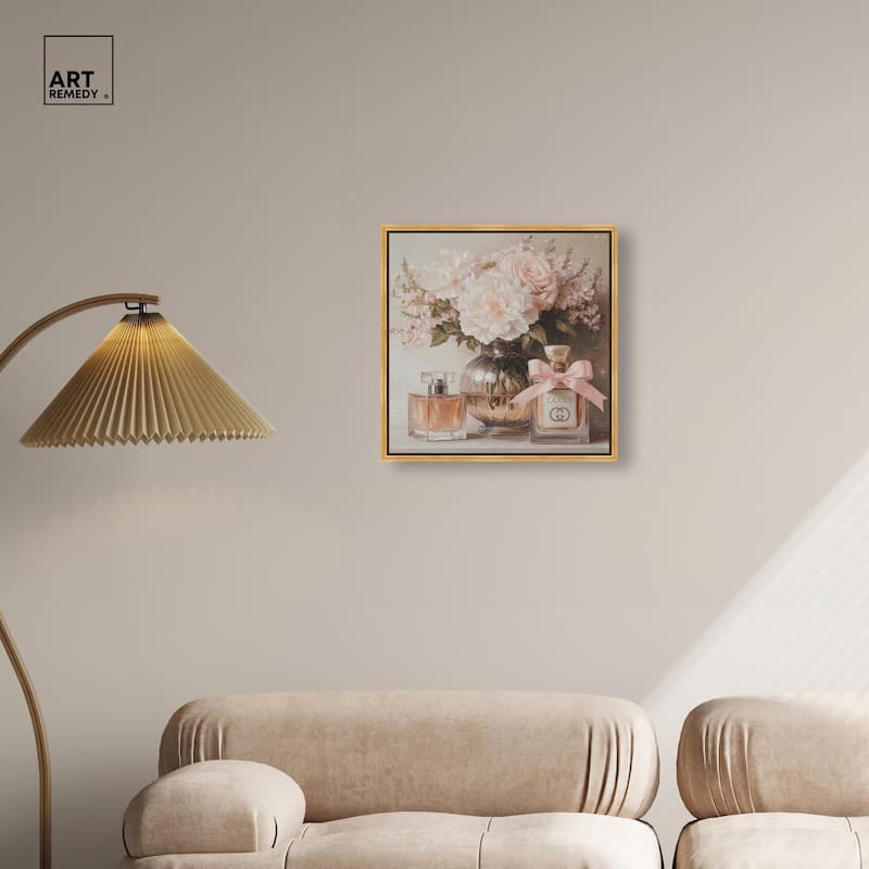 Peach Perfume Flowers in Vase Canvas by Art Remedy