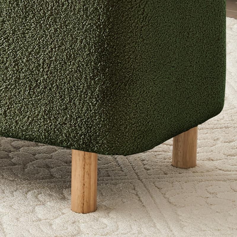 39.5" Off White Boucle Storage Ottoman Bench Sherpa Storage Bench Ottoman Foot Rest End of Bed for Living Room Bedroom,Wood Leg