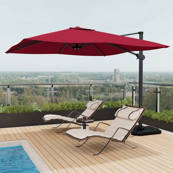 10FT Square Cantilever Patio Umbrella with Base - Bed Bath & Beyond -  38301359