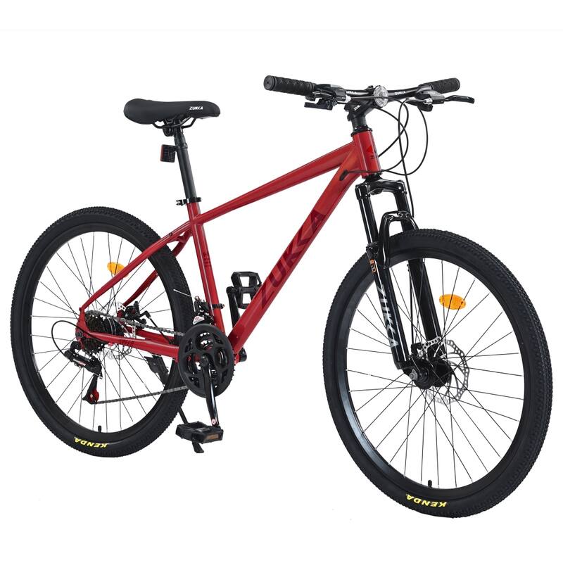 26 inch 24 Speed Mountain Bike Suspension Fork KENDA Tires - Red
