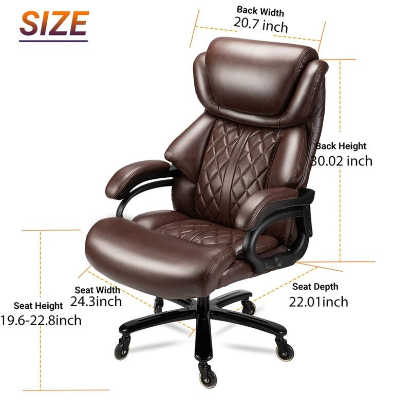 500lbs Big and Tall Office Chair for Heavy People Executive Office Chair with Wide Spring 360 Swivel