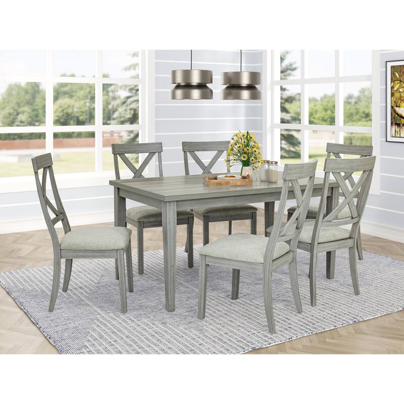 Beautiful Gray Cushioned Seats Upholstered Chair 2Pc Dining Chairs Dining Room Wooden Furniture