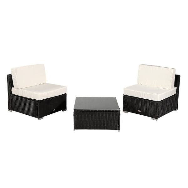 Shop 3 Pcs Patio Furniture Sectional Set Outdoor Garden Sofa Set All Weather Pe Rattan Wicker Lawn Conversation Sets On Sale Overstock 32180515