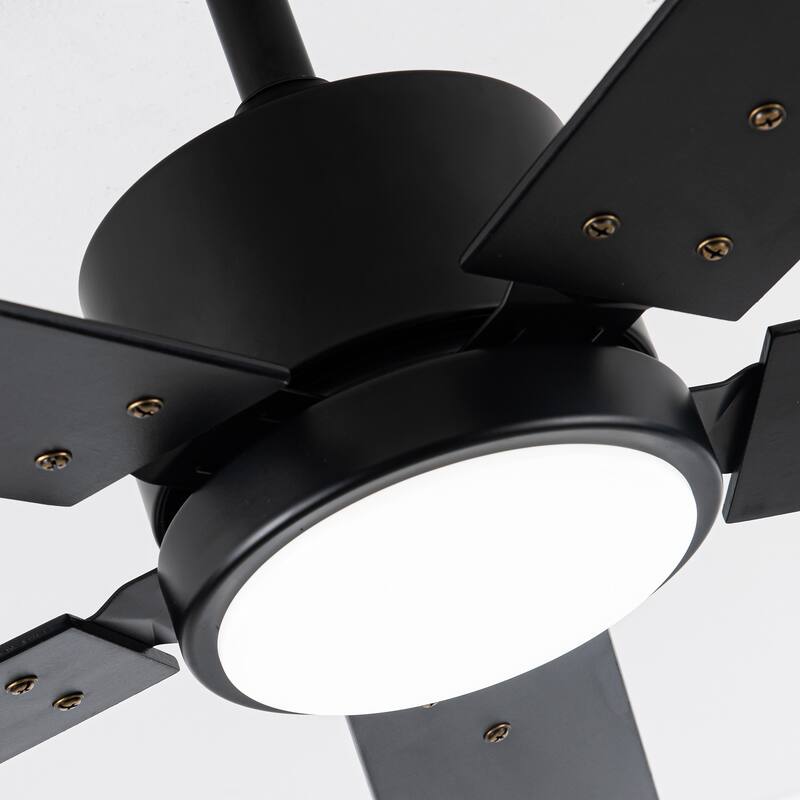 Vaczon 52" Modern Black LED Smart Ceiling Fan with Light and APP Control