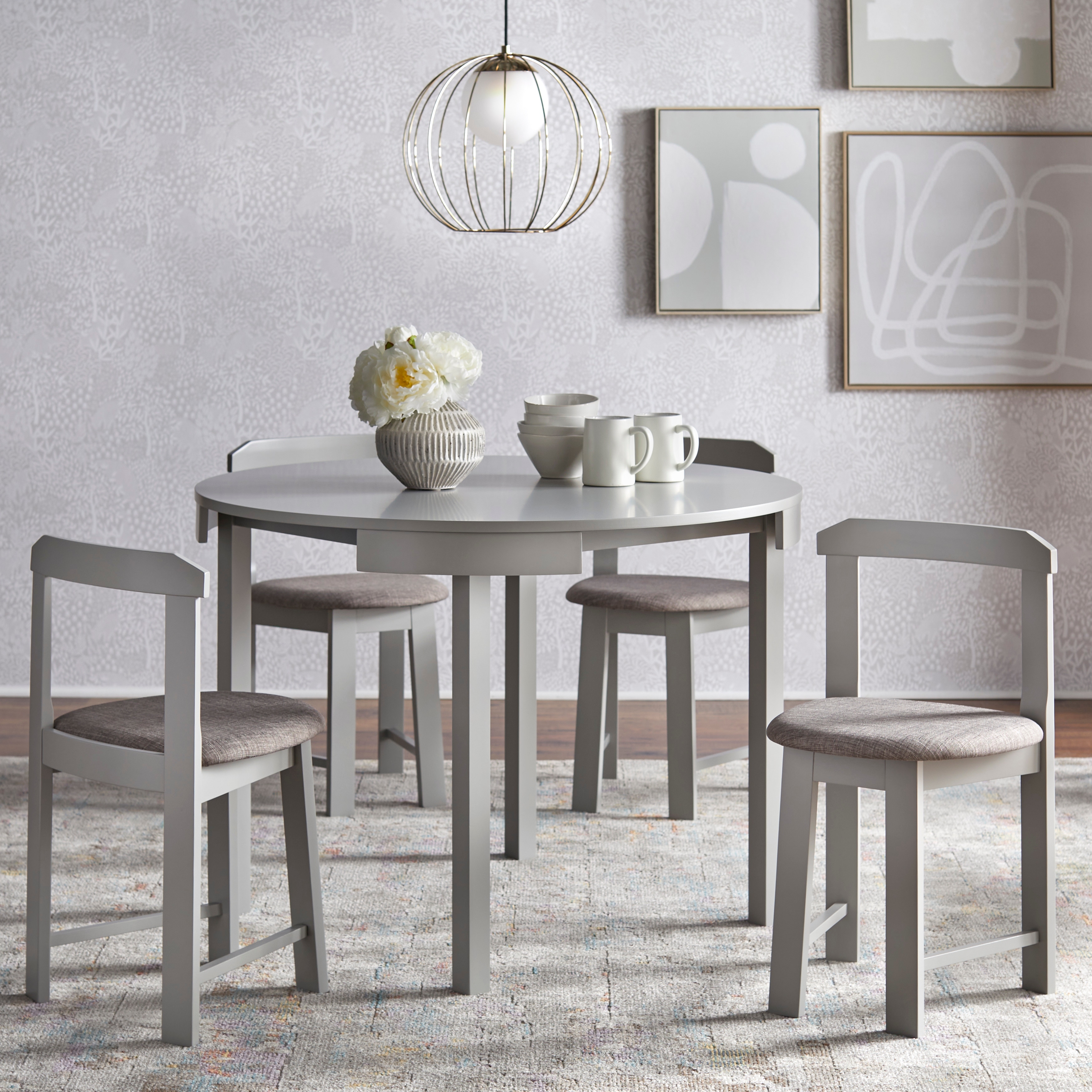 Harrisburg Tobey Compact Round Dining Set - Grey 5-Piece Set