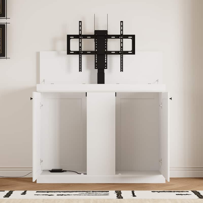 Electric Lift TV Cabinet with Remote Control Fits 50 Inch TVs Modern Media Console