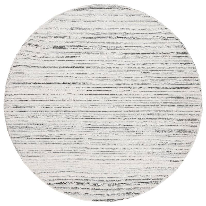 SAFAVIEH Handmade Ebony Kertu Modern & Contemporary Wool Rug - 6' Round - Grey/Ivory