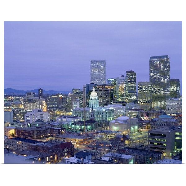 "High angle view of the State Capitol Building and downtown, Denver, Colorado" Poster Print